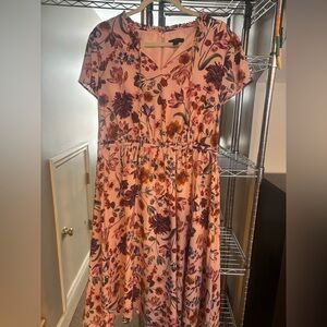 J. Crew Pink Floral Midi Dress